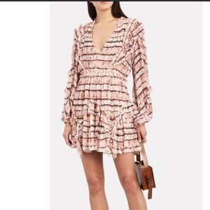 ULLA JOHNSON Aberdeen Ruffle Mini Dress - Pink